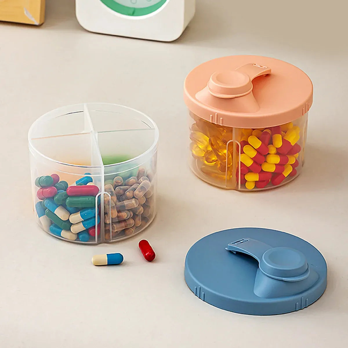 3Pcs Portable Pill Organizer Weekly Medicine Compartment Box Travel Daily Use - White