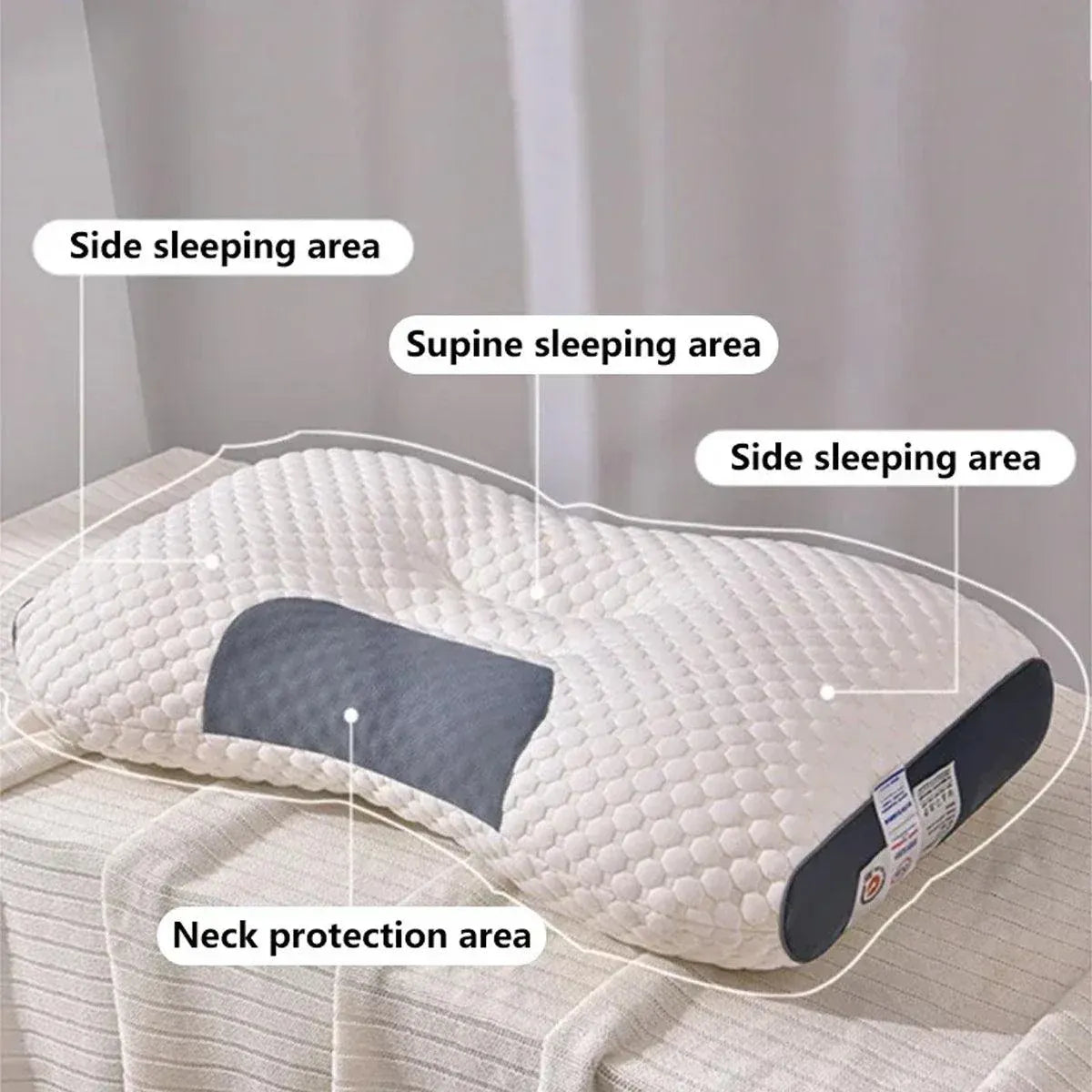 Ergonomic Contour Pillow Knitted Cotton Filling Neck Support for All Sleepers - 1PC