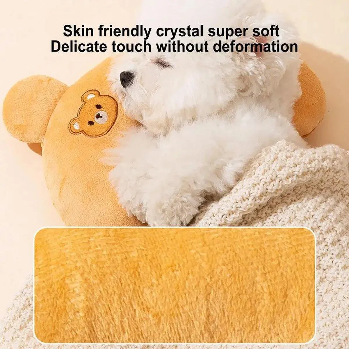 Dog Pet U Shaped Pillow Cartoon Breathable Cat Sleeping Cushion for All Seasons - Brown