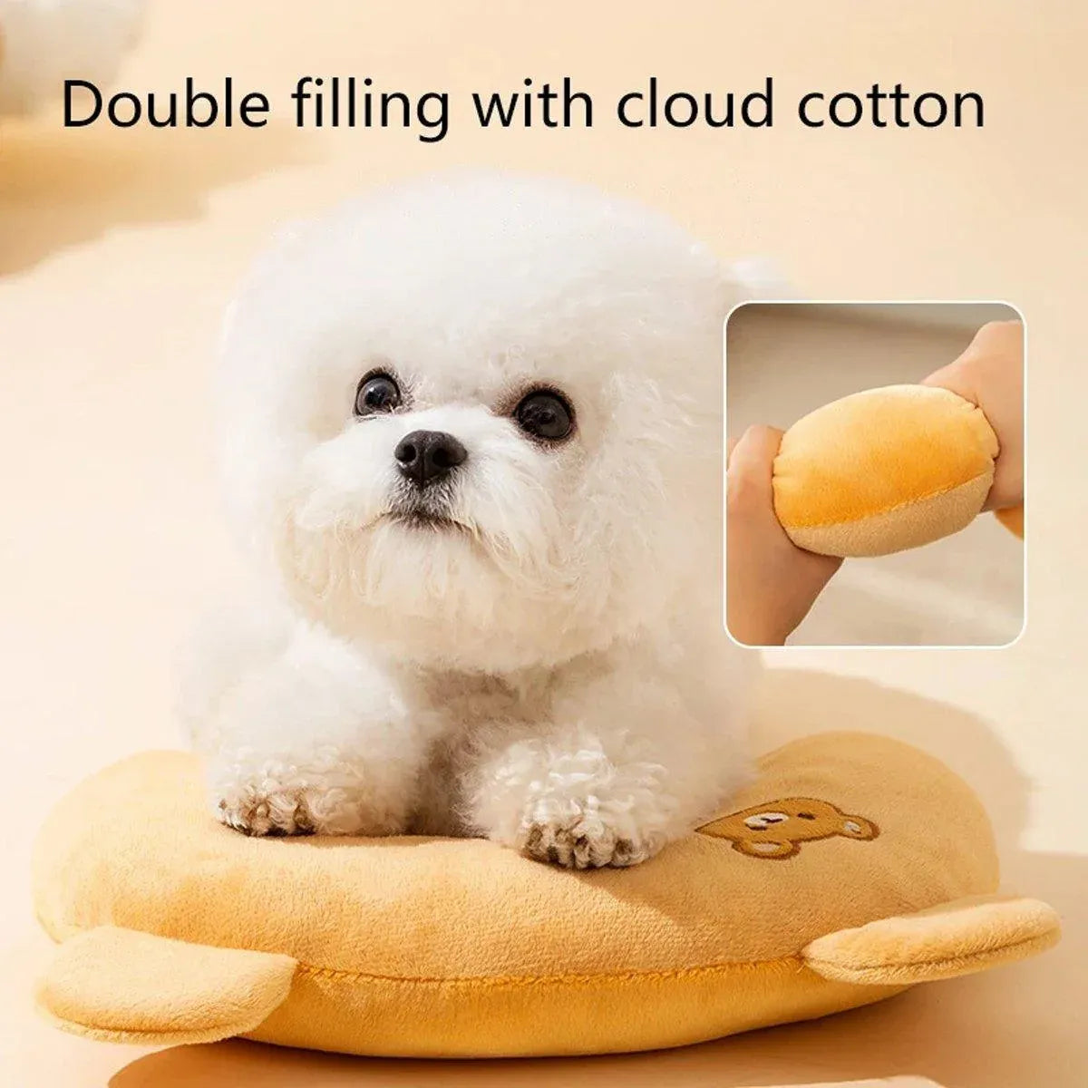 Dog Pet U Shaped Pillow Cartoon Breathable Cat Sleeping Cushion for All Seasons - Brown