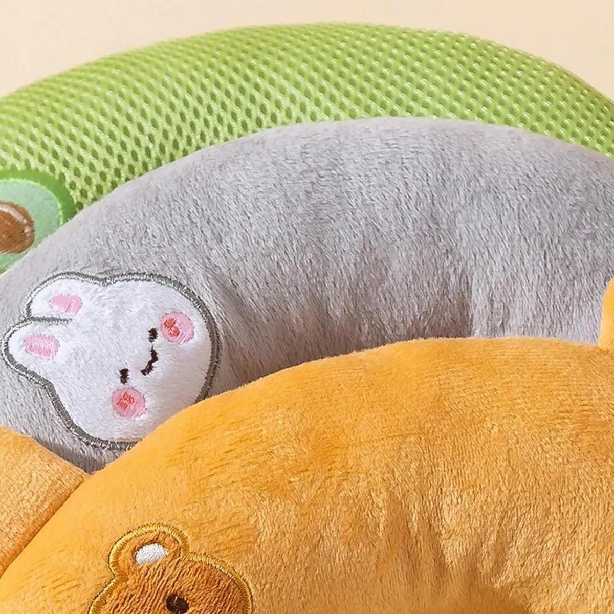 Dog Pet U Shaped Pillow Cartoon Breathable Cat Sleeping Cushion for All Seasons - Brown
