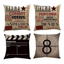 4-Piece 45 cm Retro Cinema Cushion Cover Set