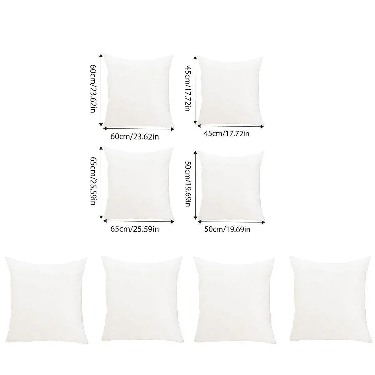 2pcs High Quality Square Pillow Inserts Soft Cushion Fillers Hotel Grade Use - 50x50cm