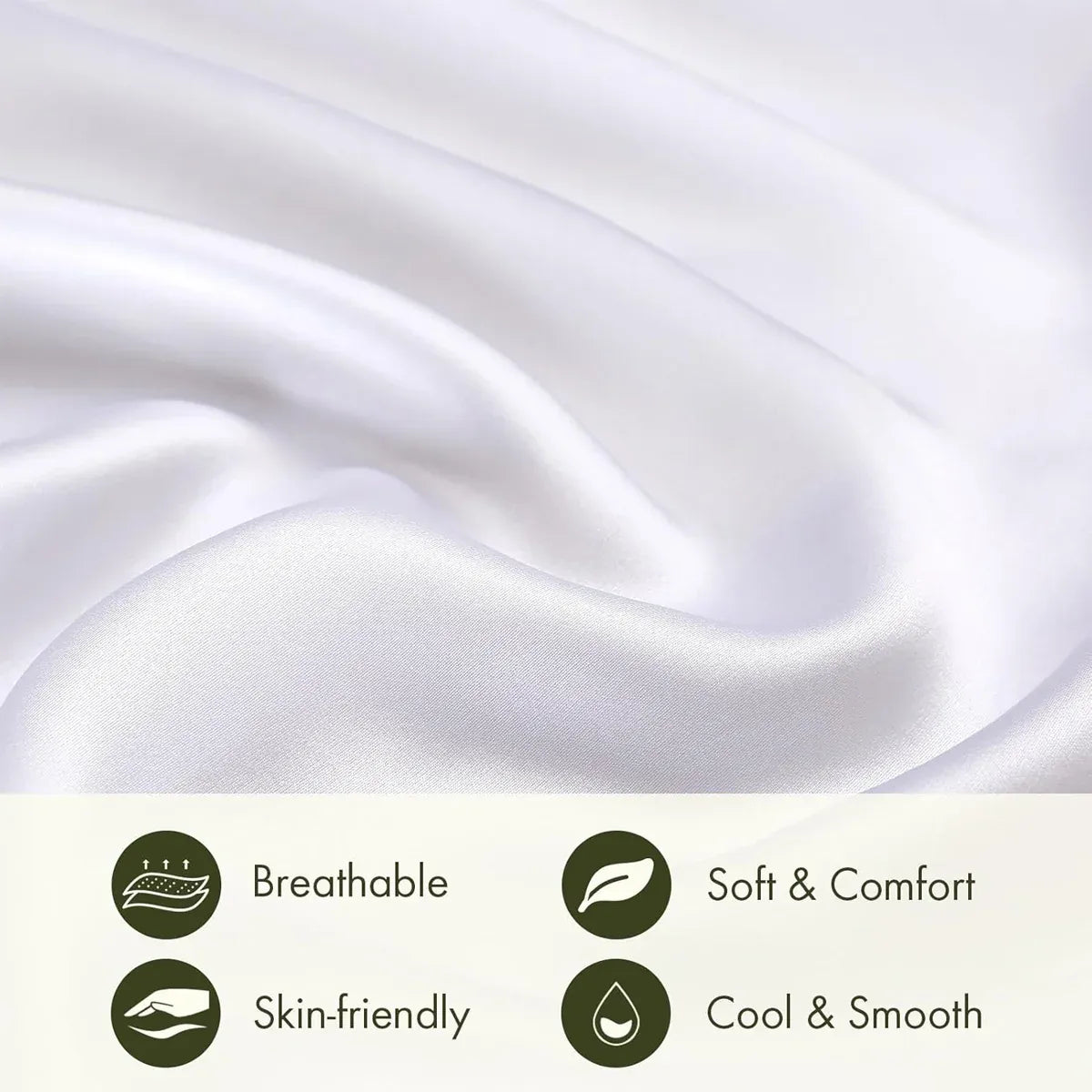 Silk Envelope Pillowcase Soft Satin Protective Cover for Bed Sleep Comfort - Silver