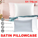Silk Envelope Pillowcase Soft Satin Protective Cover for Bed Sleep Comfort - White