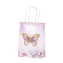 30pcs Pink Romantic Flower Tote Bag Cowhide Paper Elegant Design Gift Bag - Pink