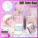 30pcs Pink Romantic Flower Tote Bag Cowhide Paper Elegant Design Gift Bag - Pink