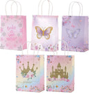 30pcs Pink Romantic Flower Tote Bag Cowhide Paper Elegant Design Gift Bag - Pink