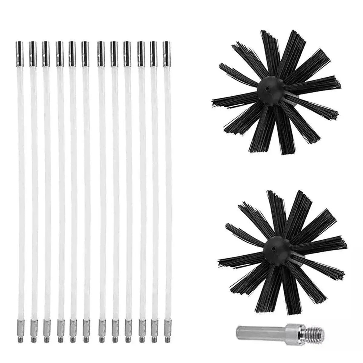 Pipe Cleaning Brush Nylon Head Rod Duct Cleaning Tool Solid Chimney Brush