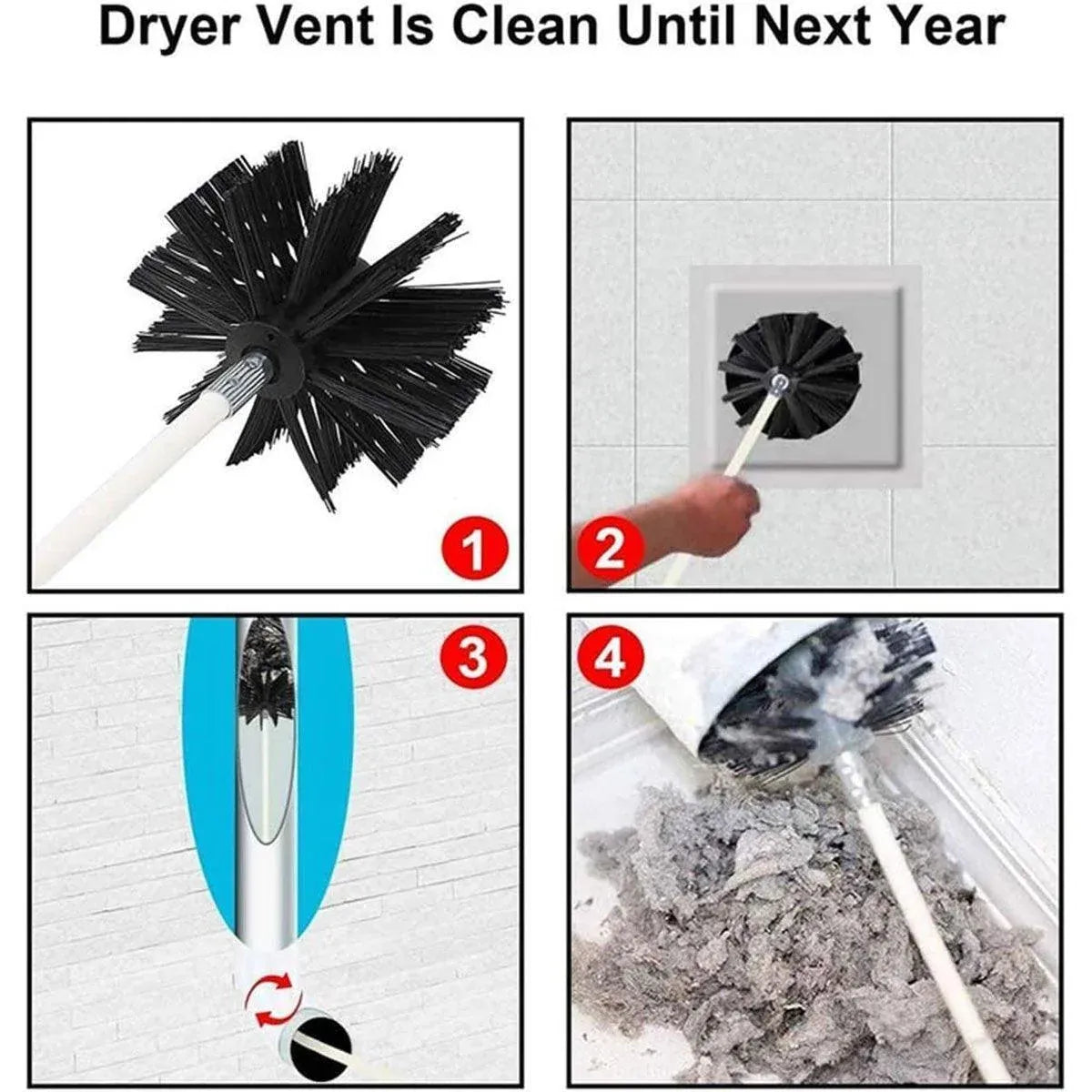 Pipe Cleaning Brush Nylon Head Rod Duct Cleaning Tool Solid Chimney Brush