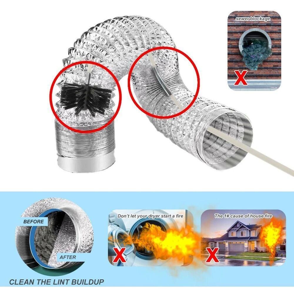 Pipe Cleaning Brush Nylon Head Rod Duct Cleaning Tool Solid Chimney Brush