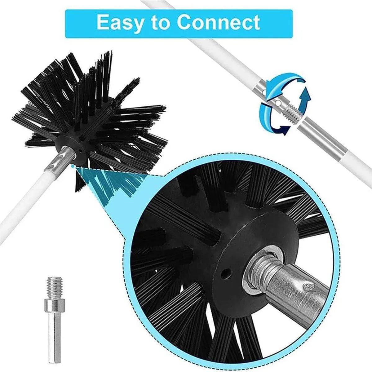 Pipe Cleaning Brush Nylon Head Rod Duct Cleaning Tool Solid Chimney Brush