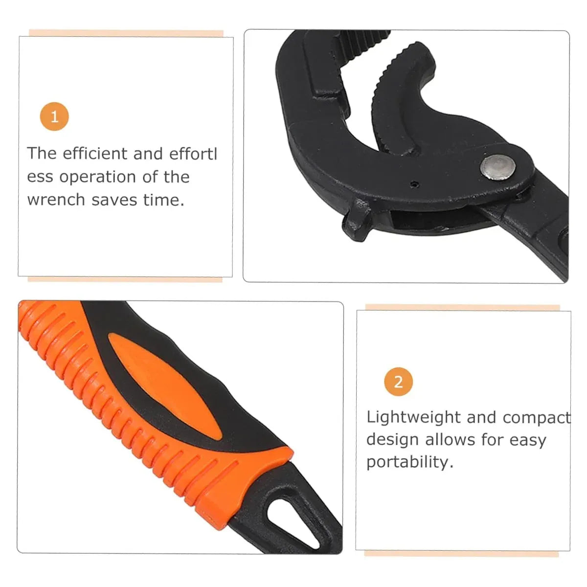 Pipe Wrench Quick Adjust Spanner Multi Functional Water Pipe Tool Heavy Duty - L