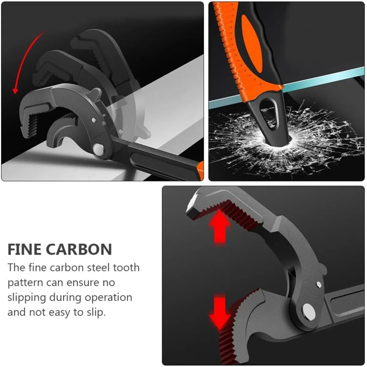 Pipe Wrench Quick Adjust Spanner Multi Functional Water Pipe Tool Heavy Duty - L