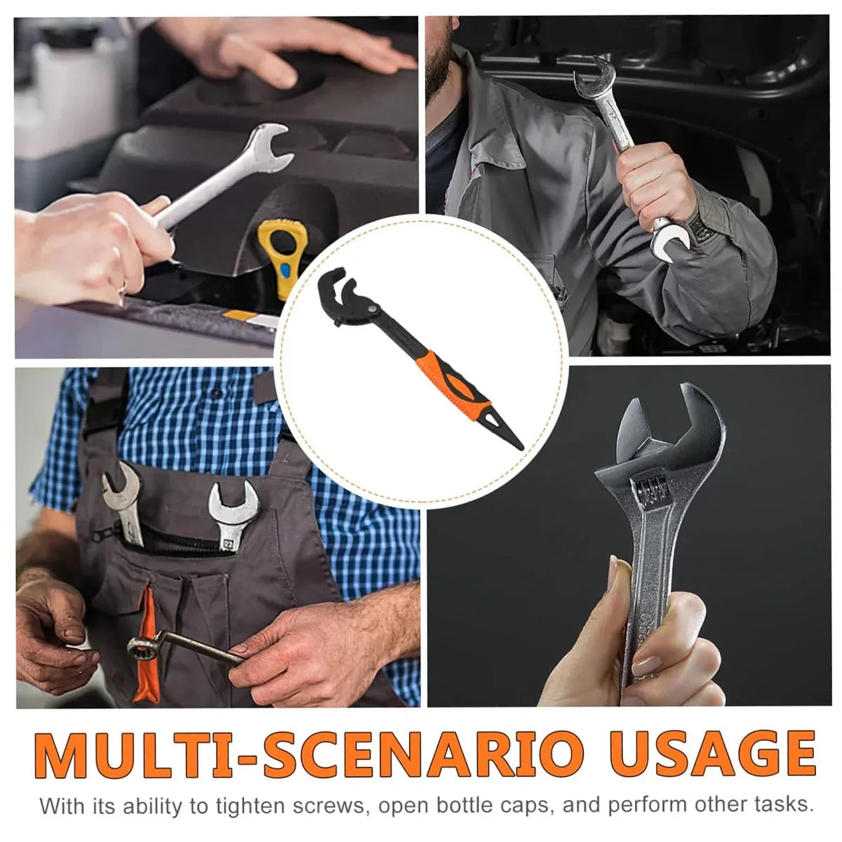 Pipe Wrench Quick Adjust Spanner Multi Functional Water Pipe Tool Heavy Duty - L
