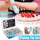 74PCS Piping Nozzle Set Baking Decorating Tools Icing Tips Kit For Cake Cupcake