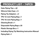 74PCS Piping Nozzle Set Baking Decorating Tools Icing Tips Kit For Cake Cupcake