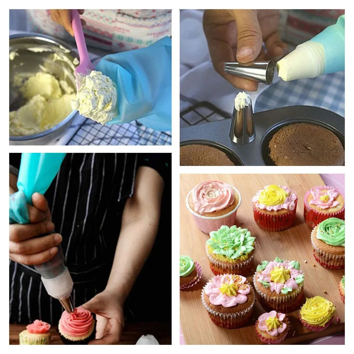 74PCS Piping Nozzle Set Baking Decorating Tools Icing Tips Kit For Cake Cupcake