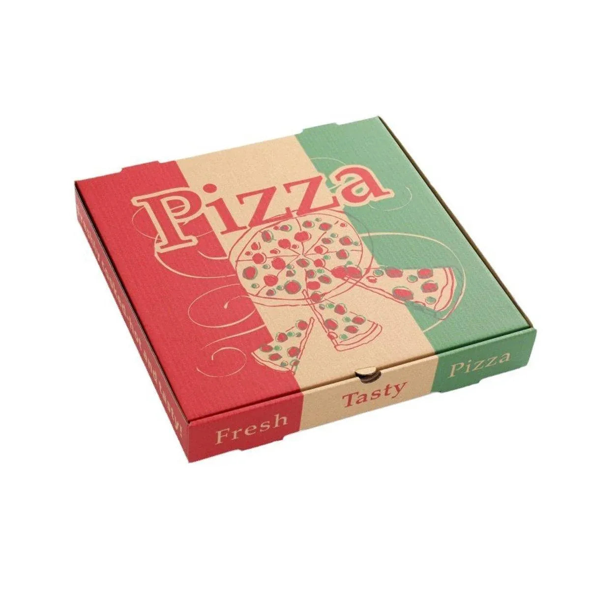 50pcs Pizza Packing Boxes Folding Box Durable Food Storage Containers Colourful - 12inch