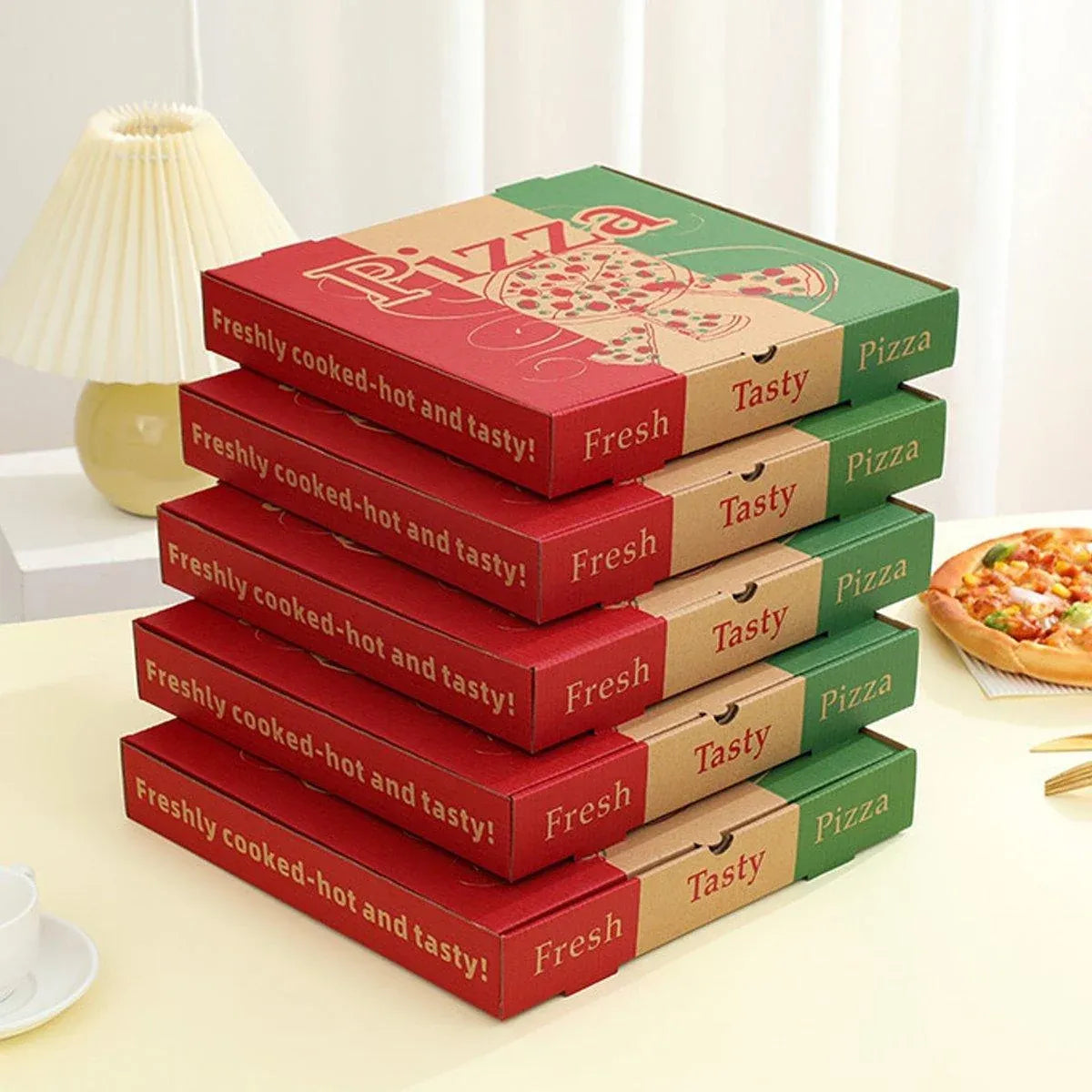 50pcs Pizza Packing Boxes Folding Box Durable Food Storage Containers Colourful - 12inch