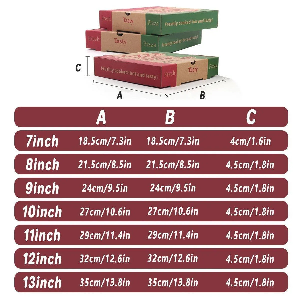 50pcs Pizza Packing Boxes Folding Box Durable Food Storage Containers Colourful - 8inch