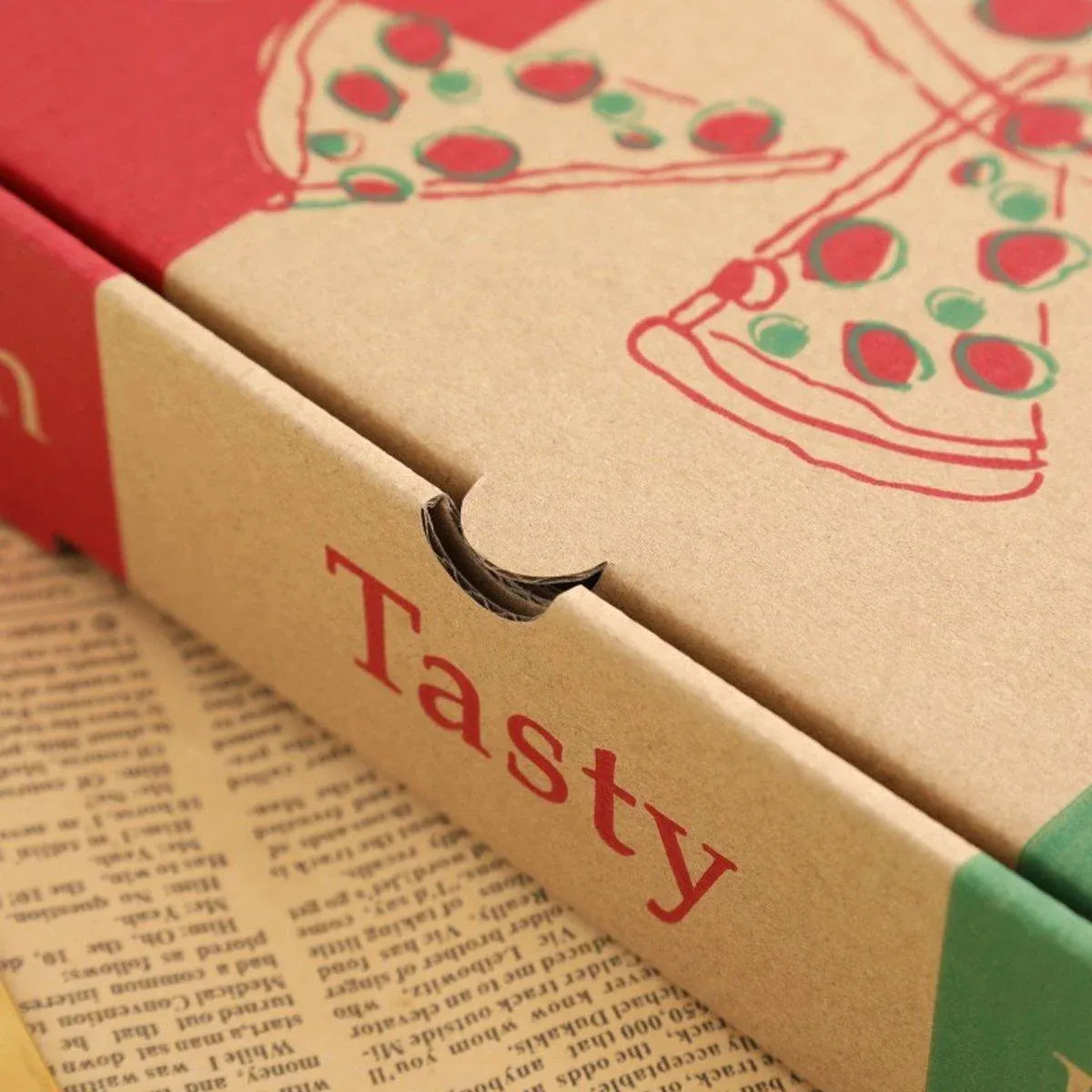 50pcs Pizza Packing Boxes Folding Box Durable Food Storage Containers Colourful - 8inch