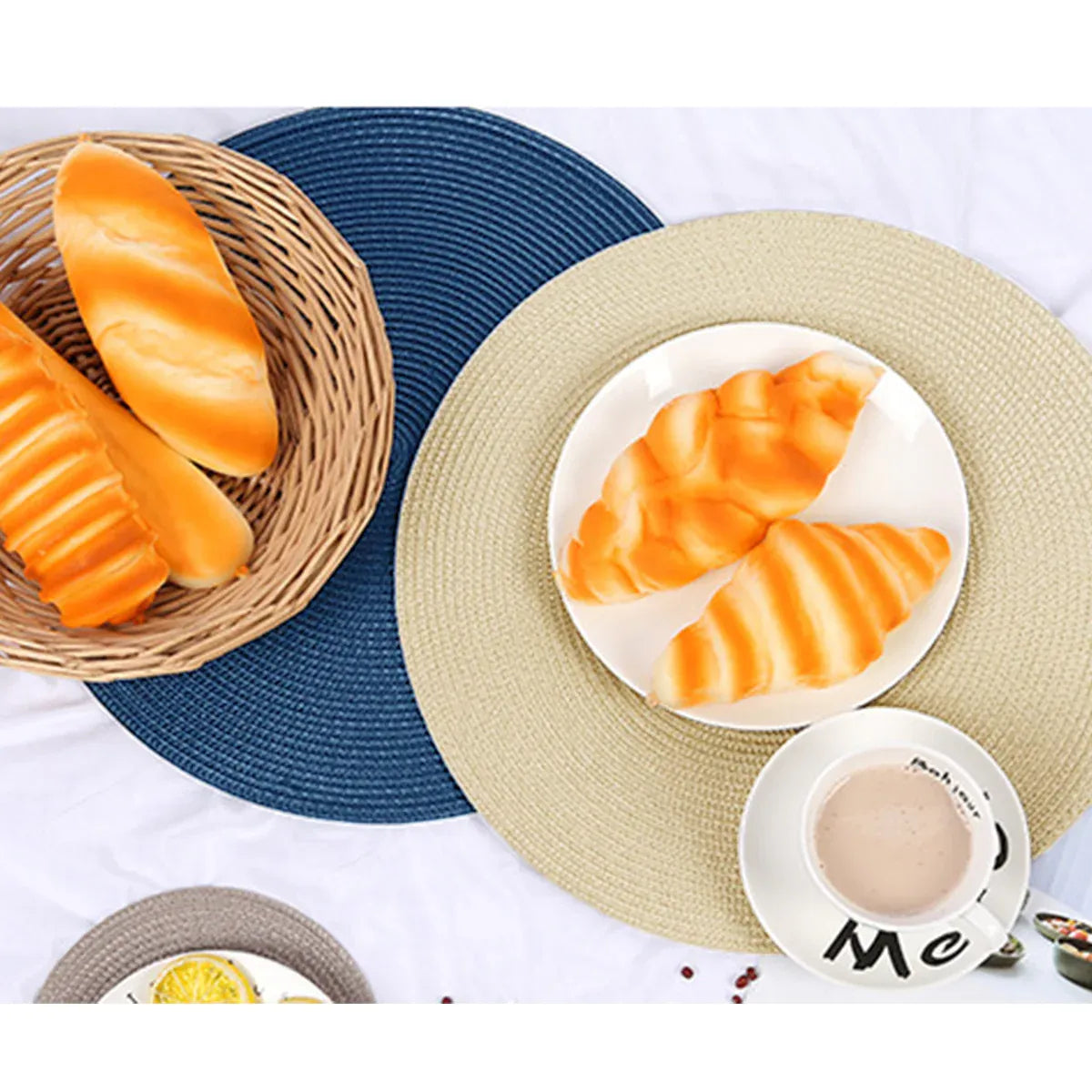 4PCS Table Mats Cup Mats Round Bowl Mats Heat Insulation Set for Household Use - Sapphire blue
