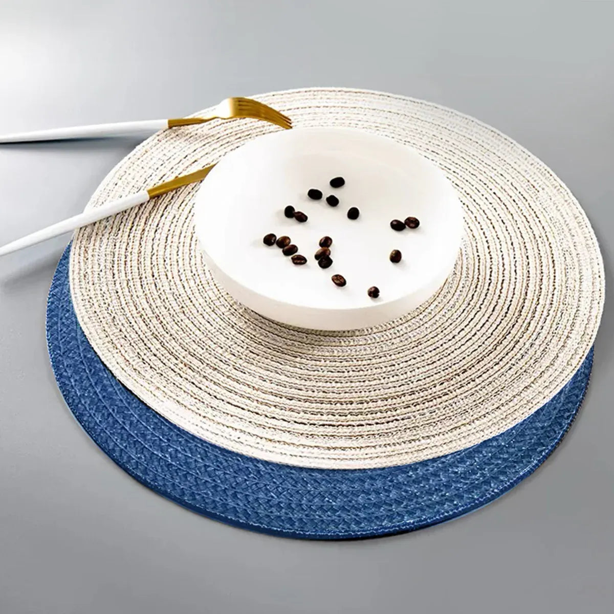 4PCS Table Mats Cup Mats Round Bowl Mats Heat Insulation Set for Household Use - Sapphire blue