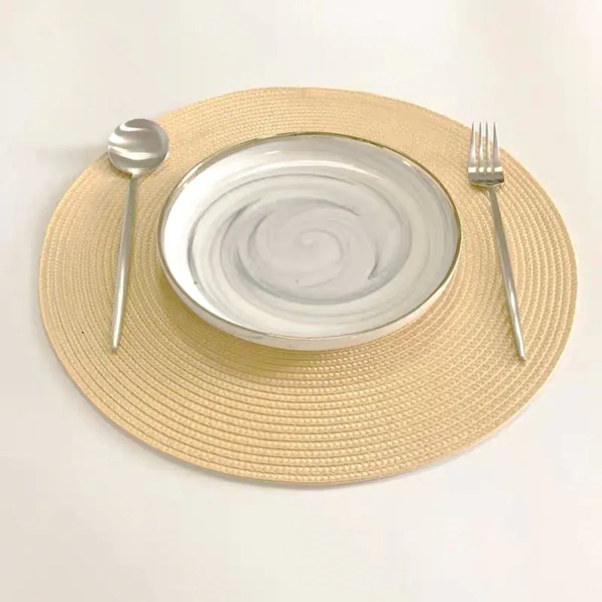4PCS Table Mats Cup Mats Round Bowl Mats Heat Insulation Set for Household Use - Sapphire blue