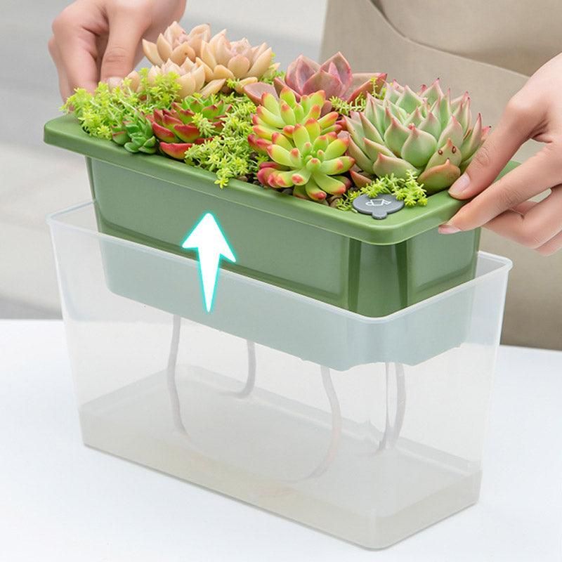 Balcony Vegetable Pot Planter Lazy Self Priming Flower Pot for Indoor Gardening - Green