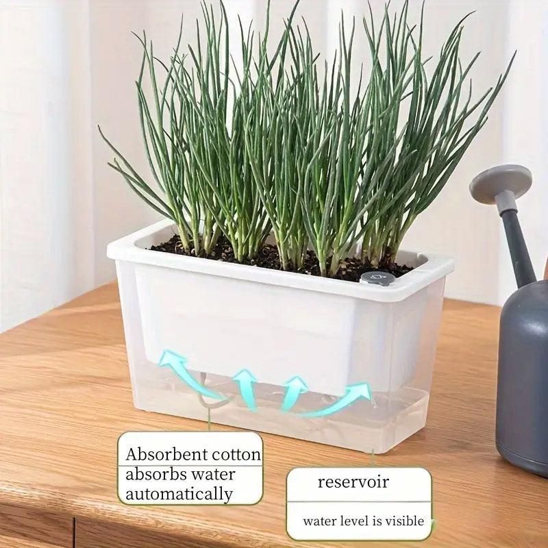 Balcony Vegetable Pot Planter Lazy Self Priming Flower Pot for Indoor Gardening - Green