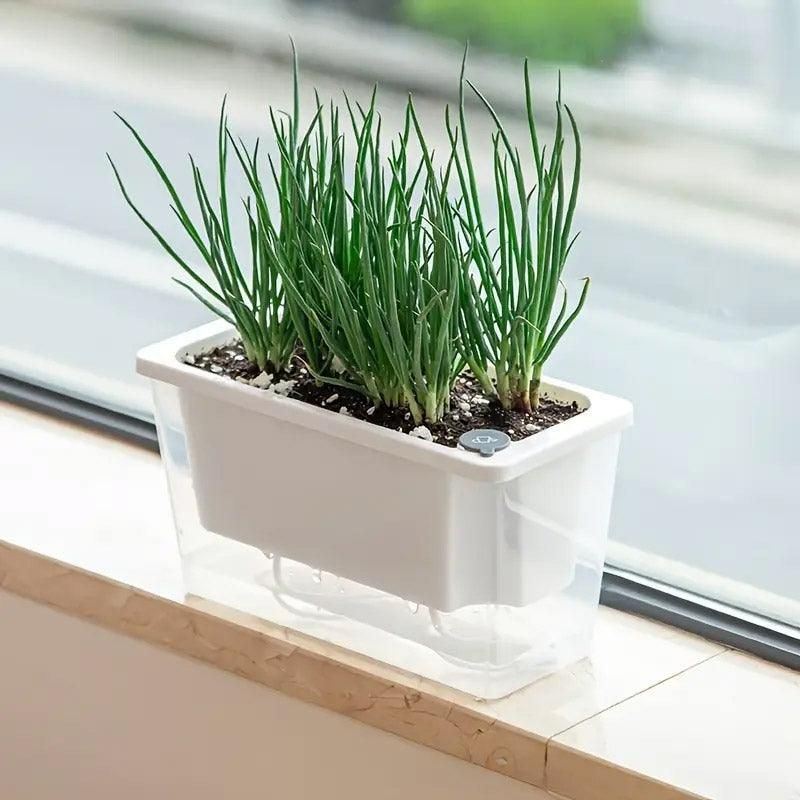 Balcony Vegetable Pot Planter Lazy Self Priming Flower Pot for Indoor Gardening - Green