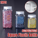 20pcs Square Transparent Plastic Bottle with Aluminum Cap Sealed Jar for Food Storage - 550ml