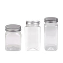 20pcs Square Transparent Plastic Bottle with Aluminum Cap Sealed Jar for Food Storage - 550ml