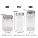 20pcs Square Transparent Plastic Bottle with Aluminum Cap Sealed Jar for Food Storage - 550ml