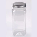 20pcs Square Transparent Plastic Bottle with Aluminum Cap Sealed Jar for Food Storage - 550ml