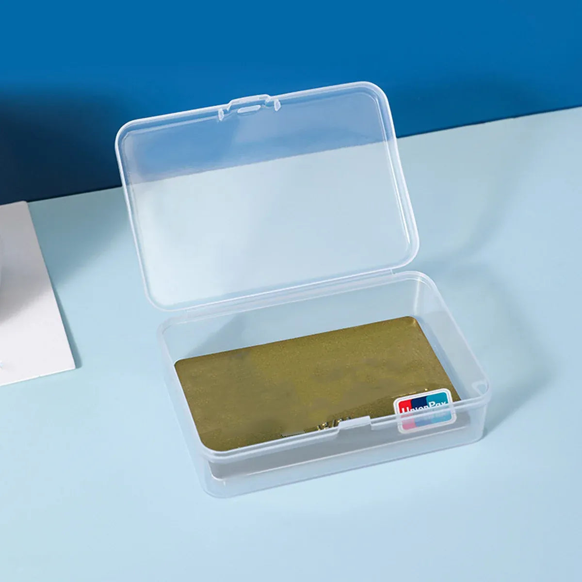 10PCS Card Storage Box Transparent Plastic Holder ID Business Card Organizer - Long And Tall