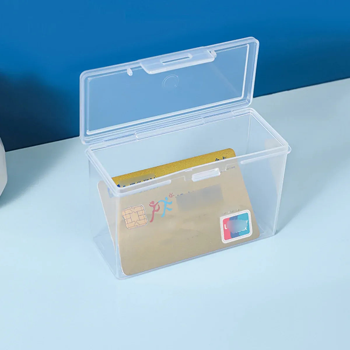 10PCS Card Storage Box Transparent Plastic Holder ID Business Card Organizer - Long And Tall