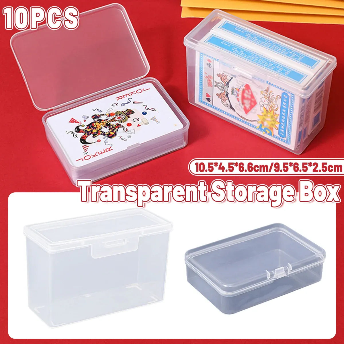 10PCS Card Storage Box Transparent Plastic Holder ID Business Card Organizer - Long And Tall