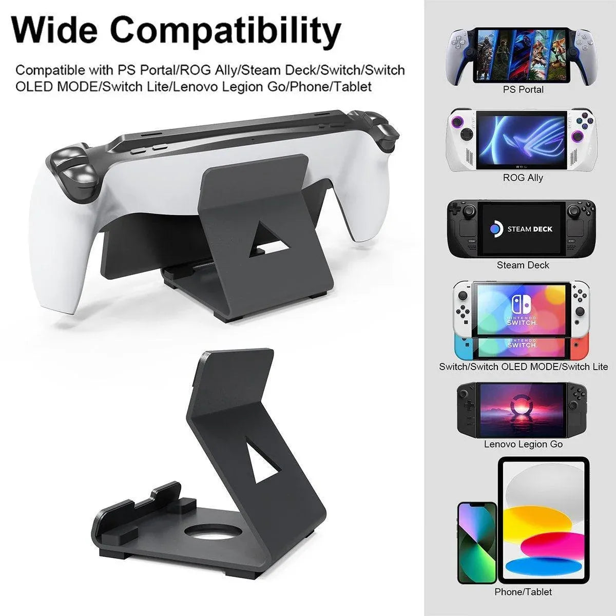 Handheld Device Desktop Stand Adjustable Dock for Switch Steam ROG Deck - White