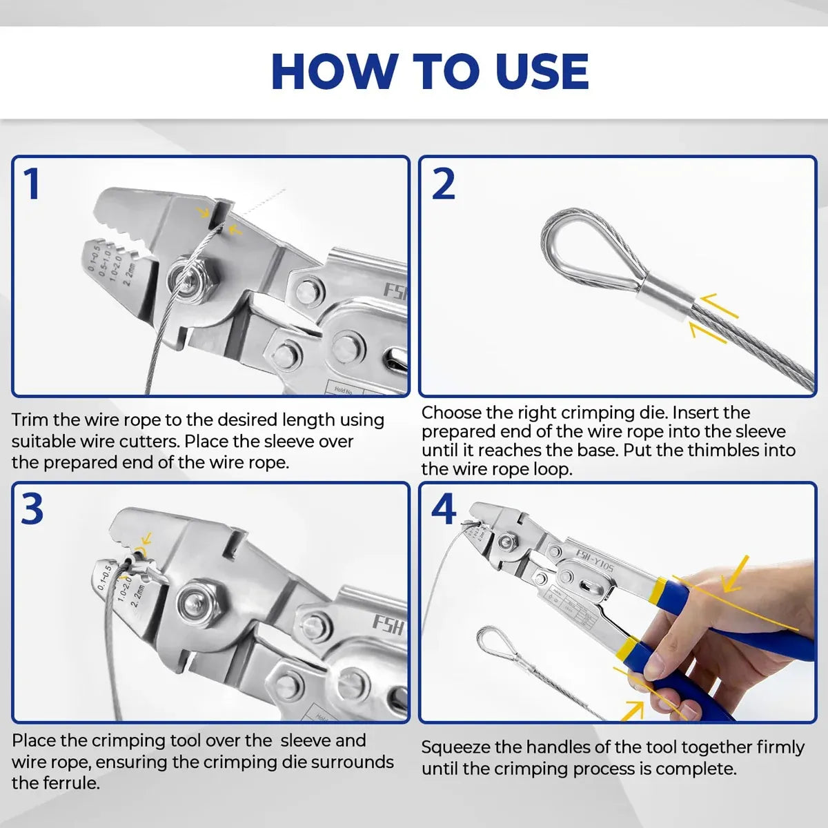 8-shaped Wire Rope Crimping Tool Pliers Swaging Swager Crimper Loop Sleeve