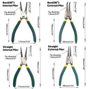 4 Piece Circlip Pliers Set 7 Inch Internal and External Straight and Bent Nose Tools