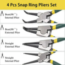 4 Piece Circlip Pliers Set 7 Inch Internal and External Straight and Bent Nose Tools
