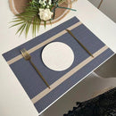 4X Anti-Slip Woven Placemat Waterproof Oil-proof Placemat Heat Resistant PVC Mat - Blue