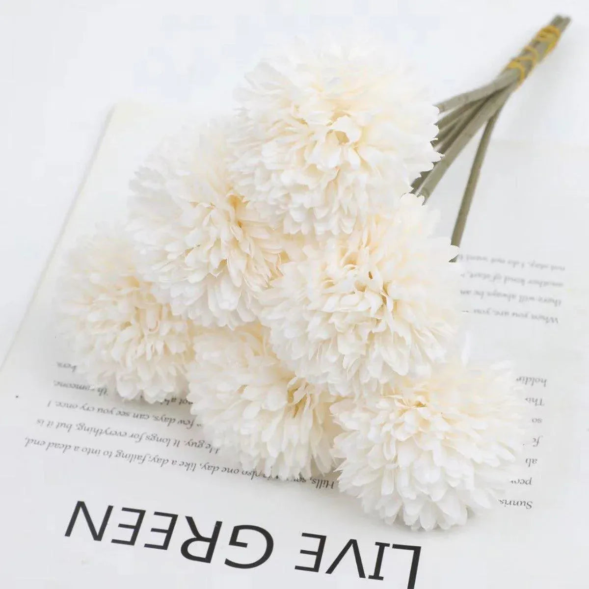 12pcs Artificial Dandelion Fake Flower Simulation Arrangement Desktop Decoration - White