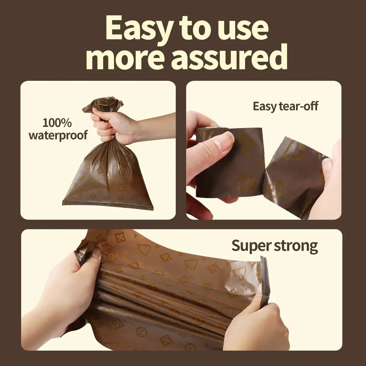 18Rolls / 270Bags Coffee Scented Disposable Pet Waste Bags Poop Bags Leak Proof