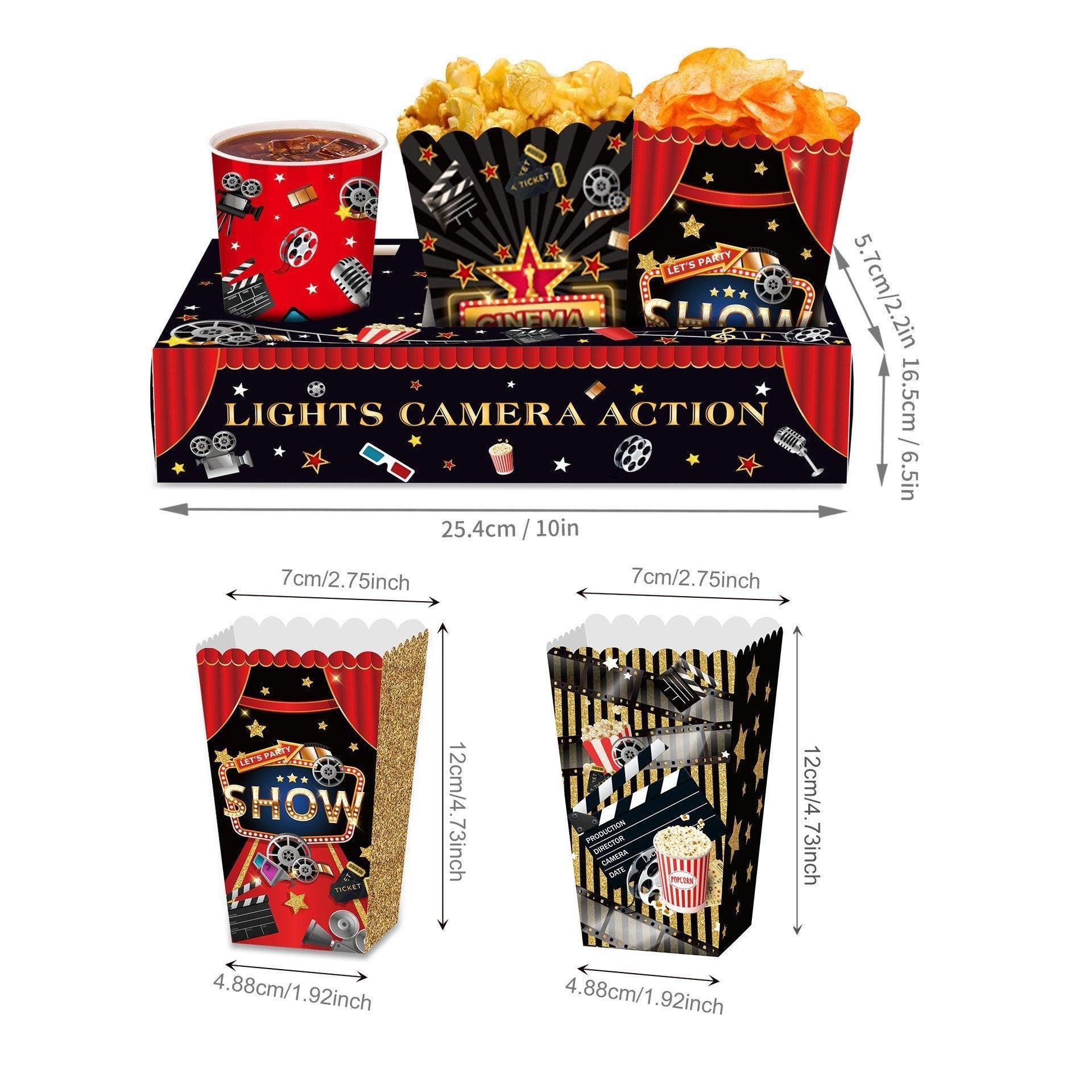 24 PCS Movie Night Snack Trays Popcorn Food Drink Holder Cinema Party Supplies - 24pcs-KY001 Sold separately