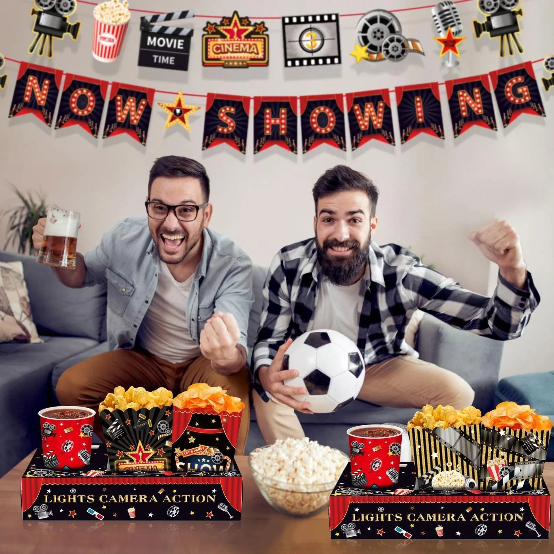 24 PCS Movie Night Snack Trays Popcorn Food Drink Holder Cinema Party Supplies - 24pcs-KY001 Sold separately