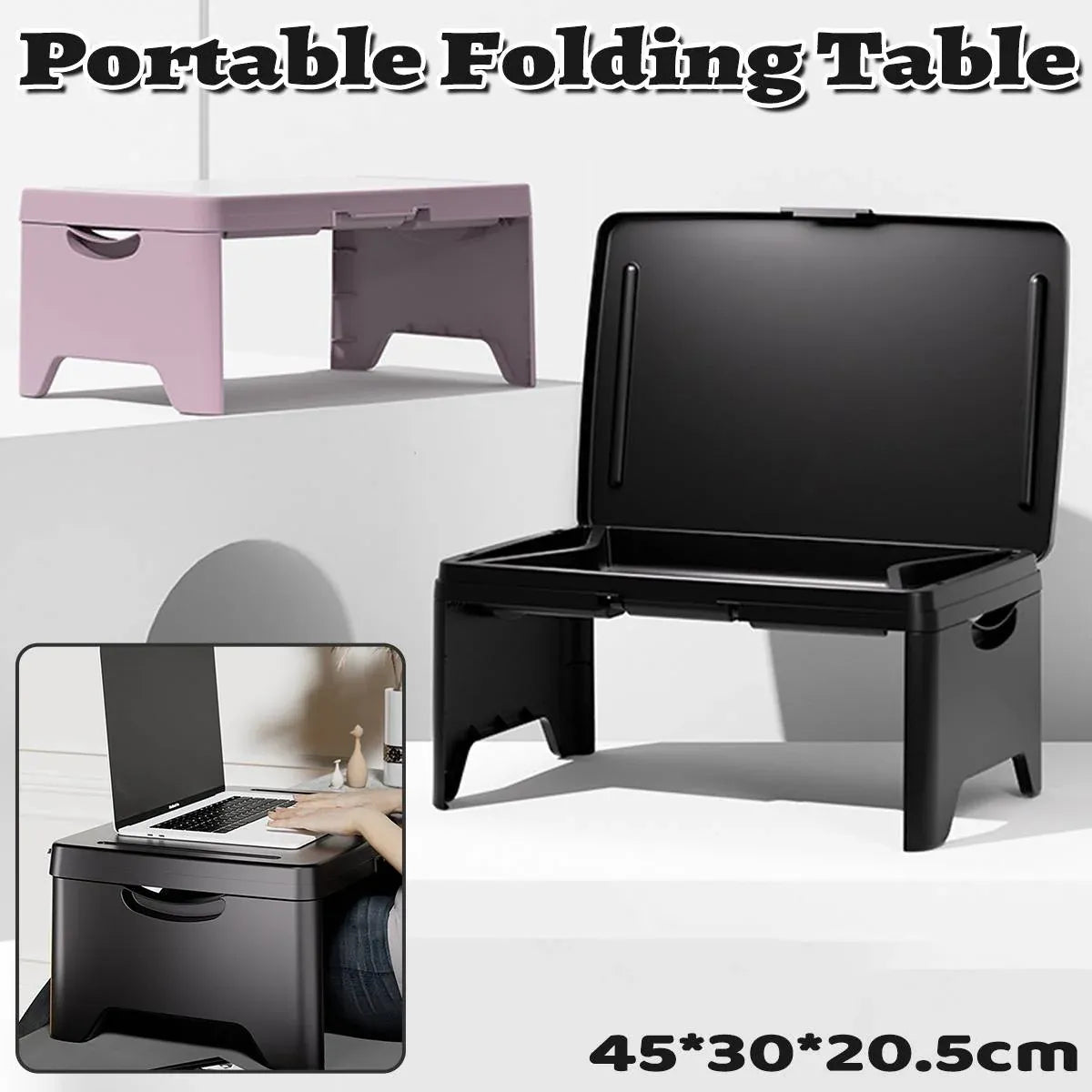 Portable Multifunctional Folding Table Lap Desk Lightweight Home Bedroom Use - Black