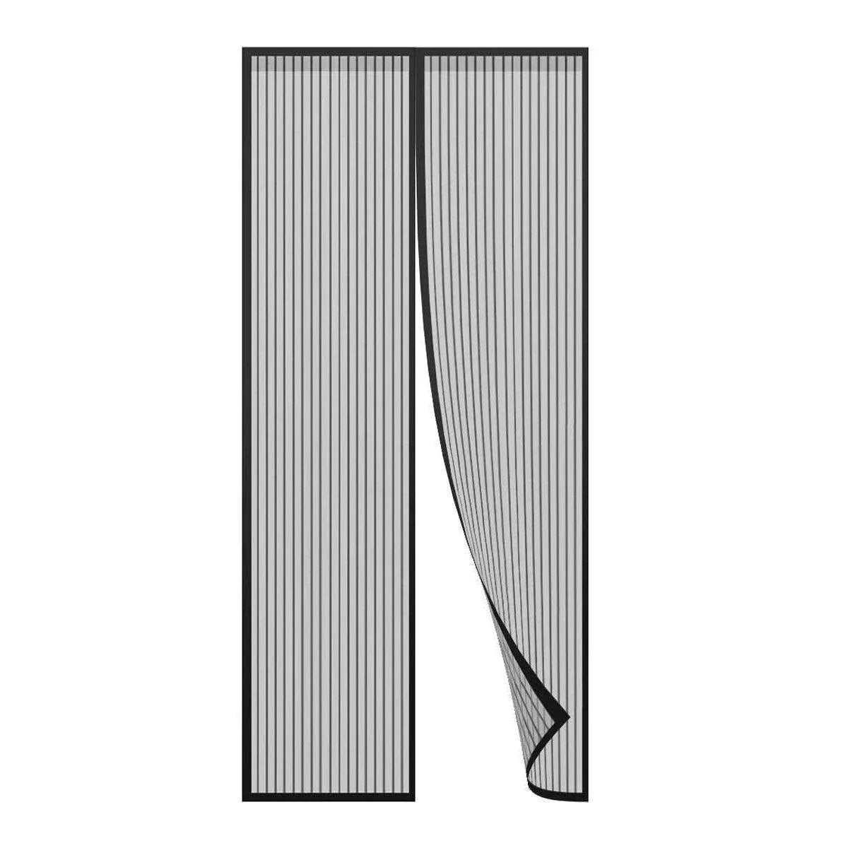 Striped Screen Door Curtain Mesh with Auto Close for Insect Protection and Ventilation - 80*210cm